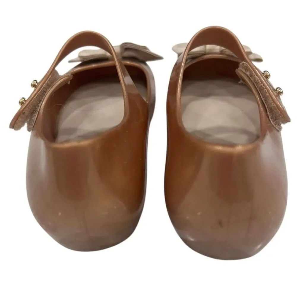 Mini Melissa Ultragirl Sweet Jelly Bow Mary Jane Shoes Girls Sz 11 Metallic Gold